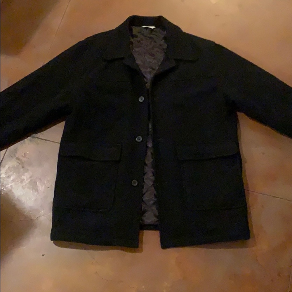 Button Up Pea Coat Black
